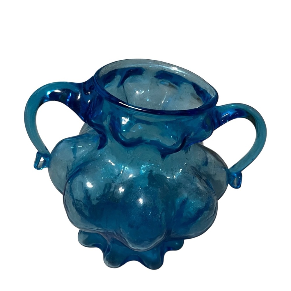 Kanawha Blue Melon Vase Double Handles